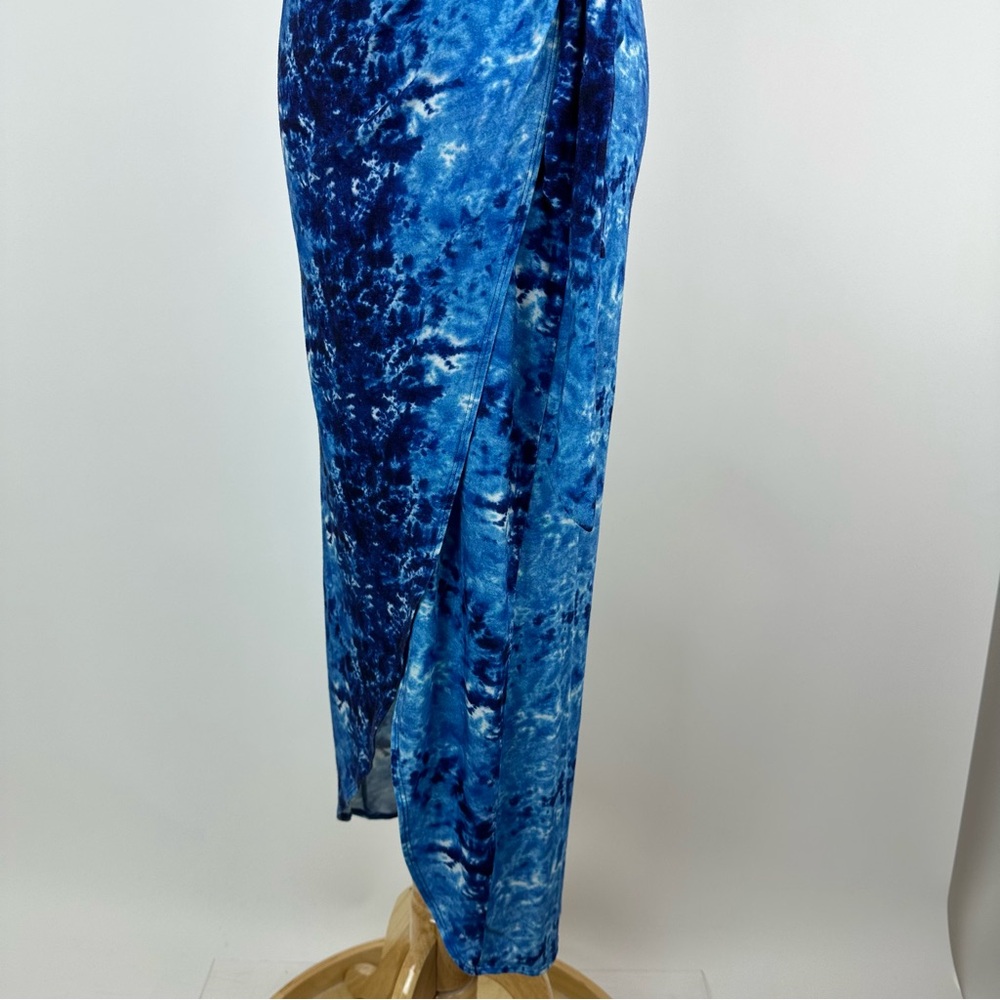 Reformation Jeans Blue Watercolor Kaila Wrap Tank Midi Dress Size Small - Picture 8 of 13
